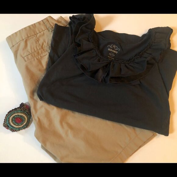 Old Navy Blue Cotton Blend Cotton Blend Top Sz: XS - Picture 4 of 8